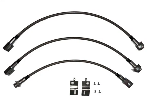 1973-76 Dodge Dart Brake Hose Kit w_ Front Disc Kit Braided Stainless -HSK0028SS